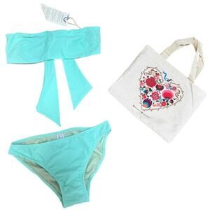 MYBEACHYSIDE Turquoise Tie-back Bandeau Bikini Set - Size 1 - NWT